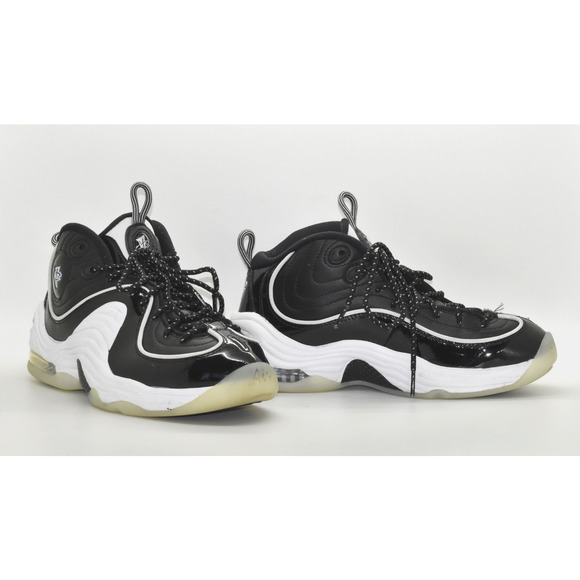 B5 Auth NIKE AIR Penny 2 Black/White Multicolor Patent Shoes DV0817-001 Size 5.5 - Picture 1 of 6